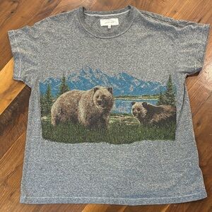 THE GREAT. The Boxy Crew - Heather Grey Near graphic T-Shirt Size 2 medium